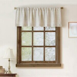 2 Pack Faux Linen Valance for Windows Kitchen LivingRoom Valances 54x15” Natural